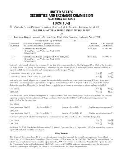 Thumbnail Consolidated Edison Quarterly Report 2013-q1