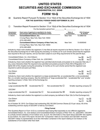 Thumbnail Consolidated Edison Quarterly Report 2015-q3