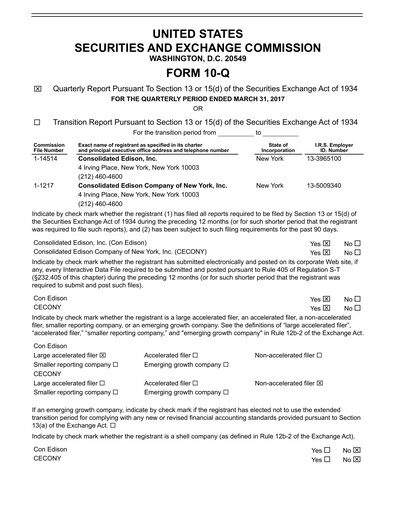 Thumbnail Consolidated Edison Quarterly Report 2017-q1