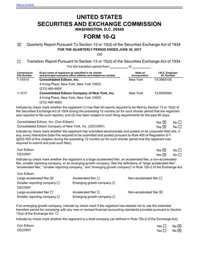 Thumbnail Consolidated Edison Quarterly Report 2017-q2