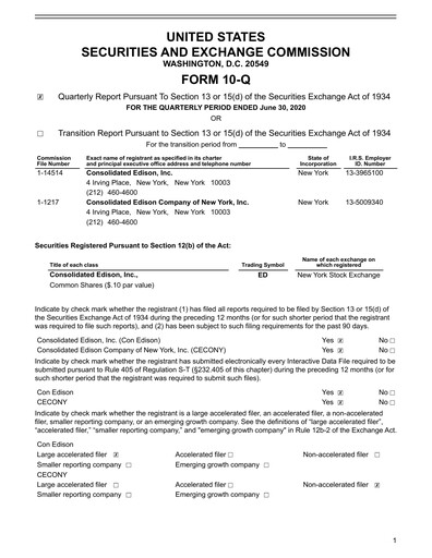 Thumbnail Consolidated Edison Quarterly Report 2020-q2
