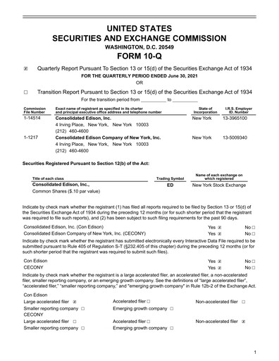 Thumbnail Consolidated Edison Quarterly Report 2021-q2