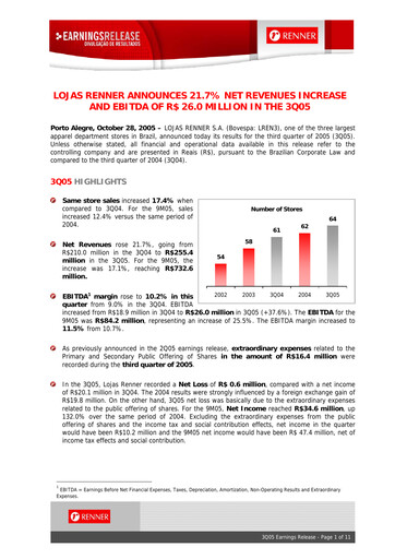 Vorschaubild Lojas Renner Quartalsbericht 2005-q3
