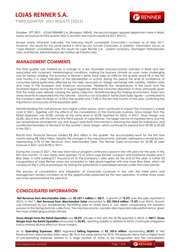 Vorschaubild Lojas Renner Quartalsbericht 2011-q3