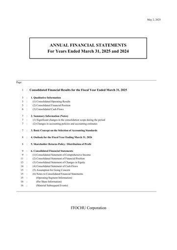 Thumbnail Itōchū Shōji Financial Statement 2025