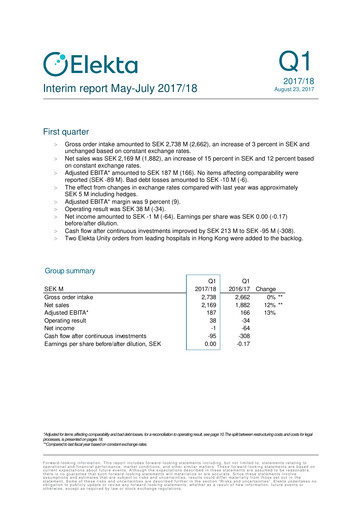 Thumbnail Elekta AB Quarterly Report 2017-q1