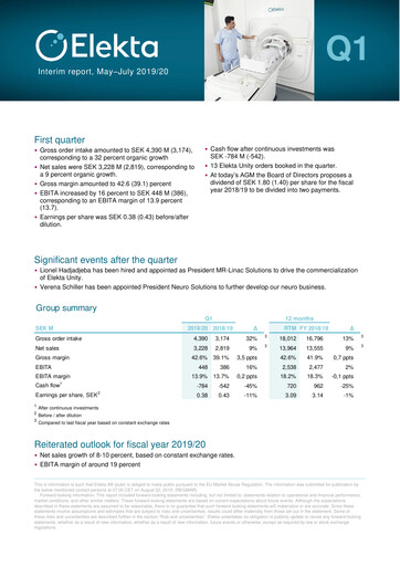 Thumbnail Elekta AB Quarterly Report 2019-q1