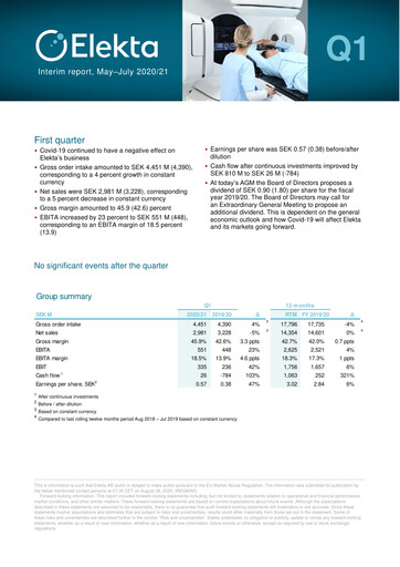 Thumbnail Elekta AB Quarterly Report 2020-q1