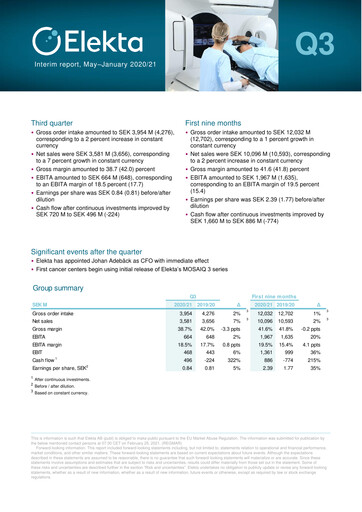 Thumbnail Elekta AB Quarterly Report 2020-q3
