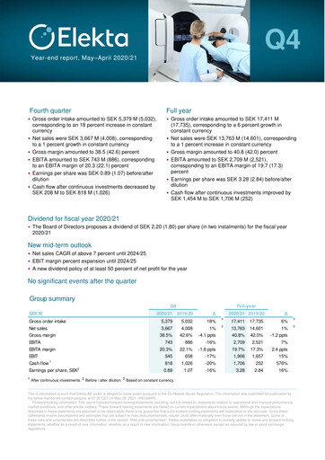 Thumbnail Elekta AB Quarterly Report 2020-q4