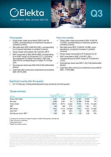 Thumbnail Elekta AB Quarterly Report 2021-q3