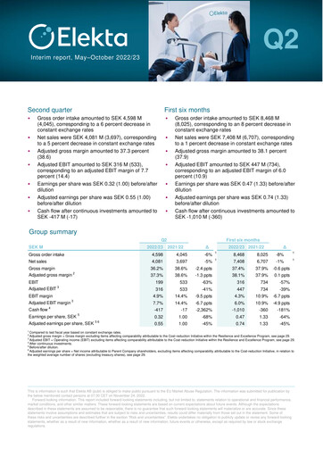 Thumbnail Elekta AB Quarterly Report 2022-q2