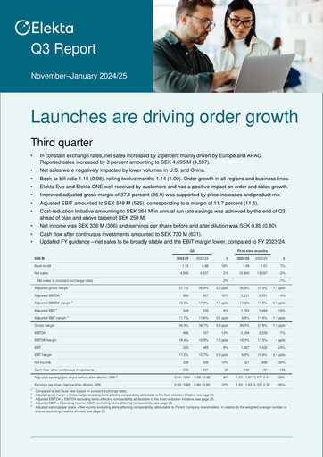 Thumbnail Elekta AB Quarterly Report 2024-q3
