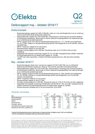 Thumbnail Elekta AB Quarterly Report 2016-q2