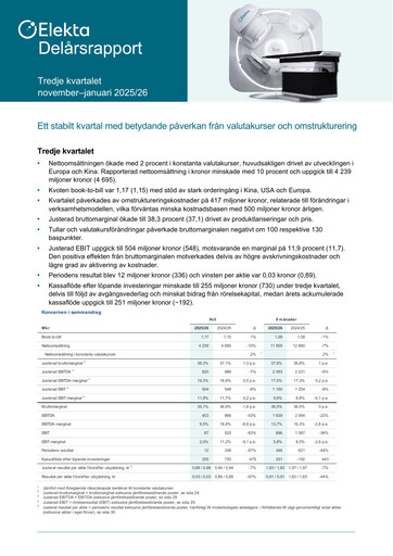 Thumbnail Elekta AB Quarterly Report 2025-q3