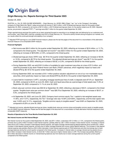 Thumbnail Origin Bancorp Quarterly Report 2023-q3