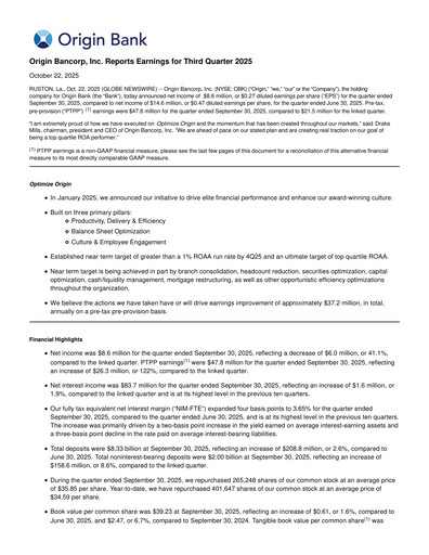 Thumbnail Origin Bancorp Quarterly Report 2025-q3