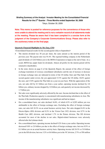 Thumbnail Hoya Quarterly Report 2009-q2