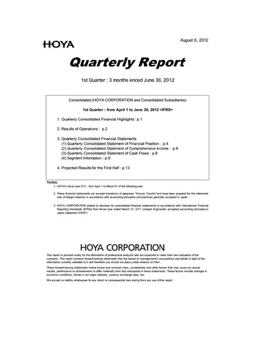 Thumbnail Hoya Quarterly Report 2012-q1