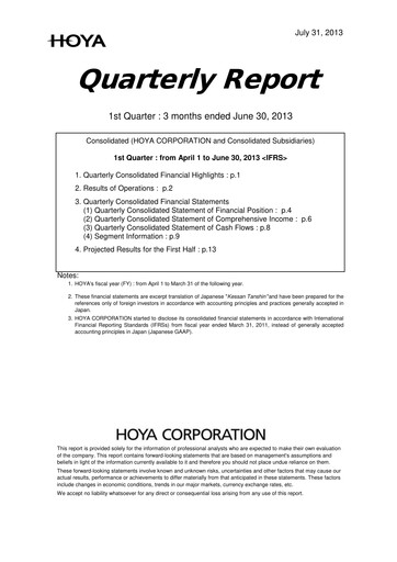 Thumbnail Hoya Quarterly Report 2013-q1