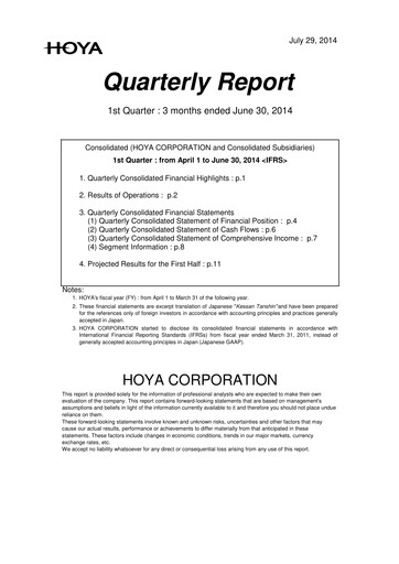 Thumbnail Hoya Quarterly Report 2014-q1