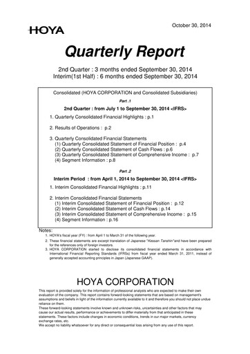 Thumbnail Hoya Quarterly Report 2014-q2