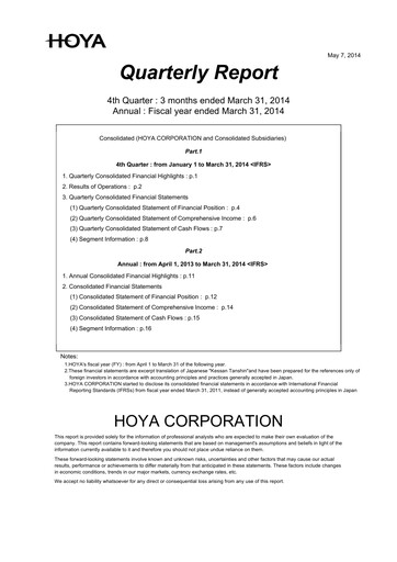 Thumbnail Hoya Quarterly Report 2014-q4