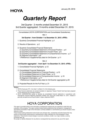 Thumbnail Hoya Quarterly Report 2015-q3