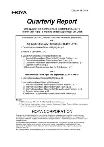Thumbnail Hoya Quarterly Report 2016-q2