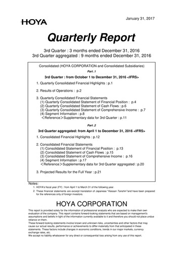 Thumbnail Hoya Quarterly Report 2016-q3