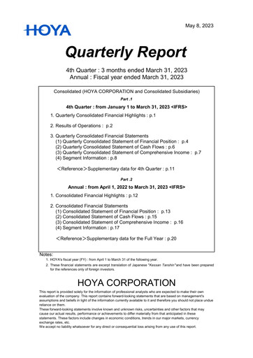 Thumbnail Hoya Quarterly Report 2023-q4