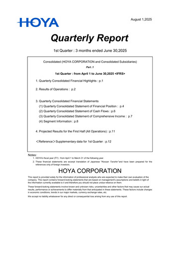 Thumbnail Hoya Quarterly Report 2025-q1