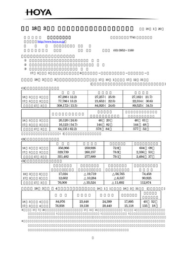 Thumbnail Hoya Quarterly Report 2005-q3