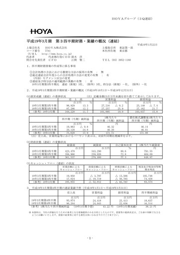 Thumbnail Hoya Quarterly Report 2006-q3