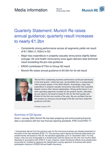 Thumbnail Munich RE (Münchener Rück) Quarterly Report 2023-q3