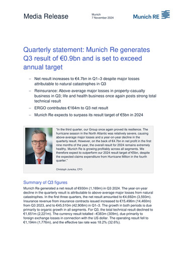 Thumbnail Munich RE (Münchener Rück) Quarterly Report 2024-q3