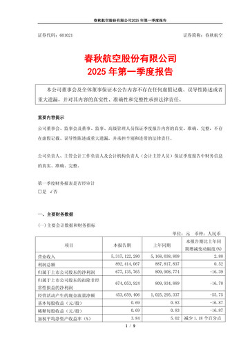 Thumbnail Spring Airlines
 Quarterly Report 2025-q1