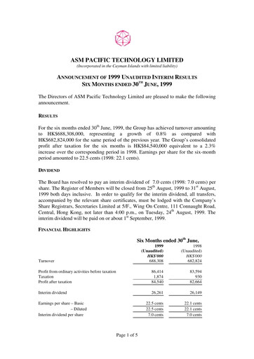Vorschaubild ASMPT
 (ASM Pacific Technology) Halbjahresbericht 1999