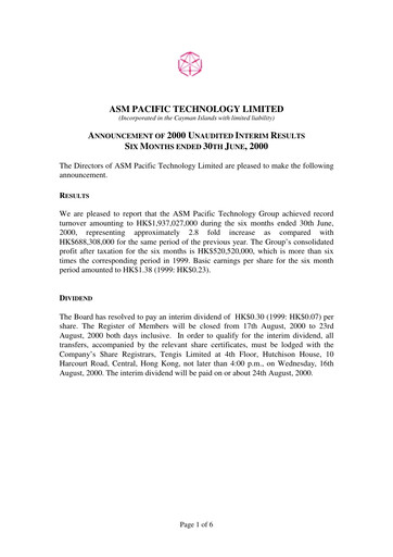 Vorschaubild ASMPT
 (ASM Pacific Technology) Halbjahresbericht 2000