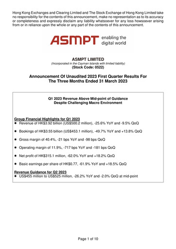 Vorschaubild ASMPT
 (ASM Pacific Technology) Quartalsbericht 2023-q1
