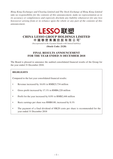 Thumbnail China Lesso Group Financial Report 2018