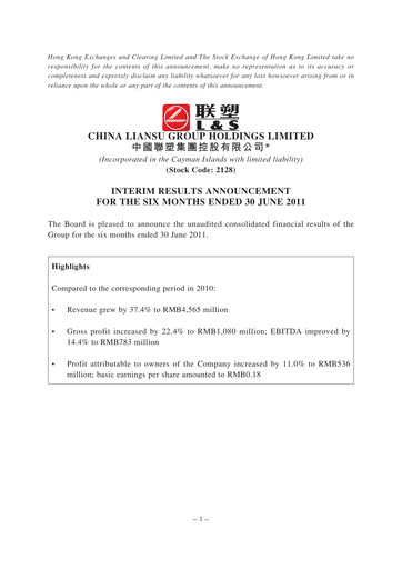 Vorschaubild China Lesso Group Halbjahresbericht 2011-h1