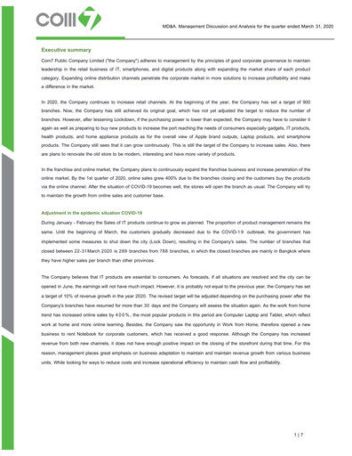 Vorschaubild Com7 Public Company Quartalsbericht 2020-q1