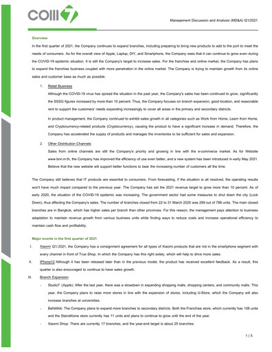 Vorschaubild Com7 Public Company Quartalsbericht 2021-q1