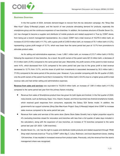 Vorschaubild Com7 Public Company Quartalsbericht 2024-q1