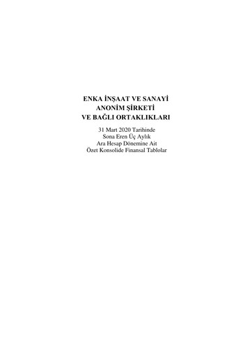 Miniature ENKA Rapport trimestriel 2020-q1