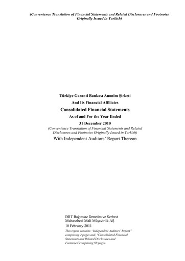 Thumbnail GarantiBank Financial Statement 2010