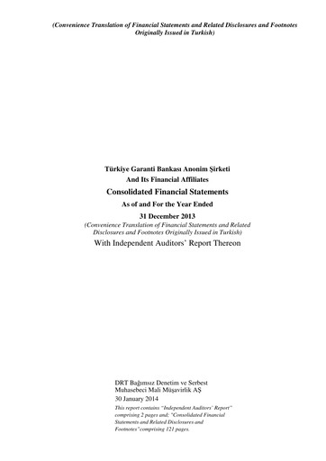 Thumbnail GarantiBank Financial Statement 2013