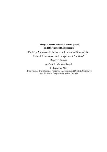 Thumbnail GarantiBank Financial Statement 2023