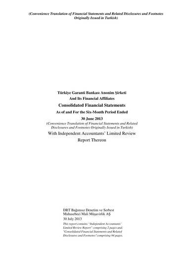 Thumbnail GarantiBank Half-year Report 2013
